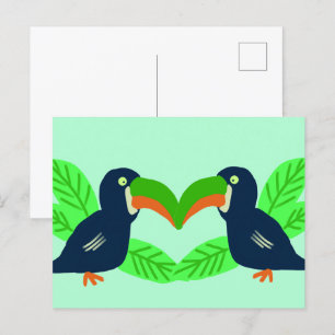 Cartão Postal Turistas Tropicais E Folhas