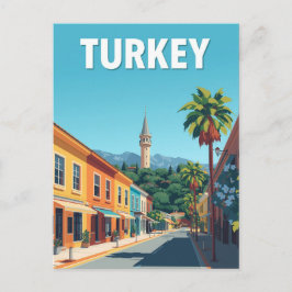 Cartão Postal Turkey Colorful Street Vintage Travel Art