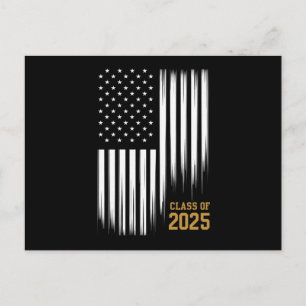 Cartão Postal Turma De 2025 Bandeira Americana De Formatura Seni