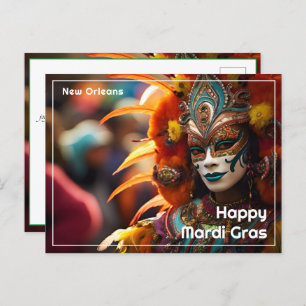 Cartão Postal 💚 💜 turquesa Elegância: Radiância Mardi Gras