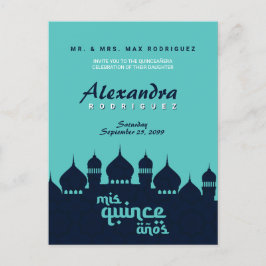 Cartão Postal Turquesa Meia-Noite Azul Noites Árabes Quinceañera