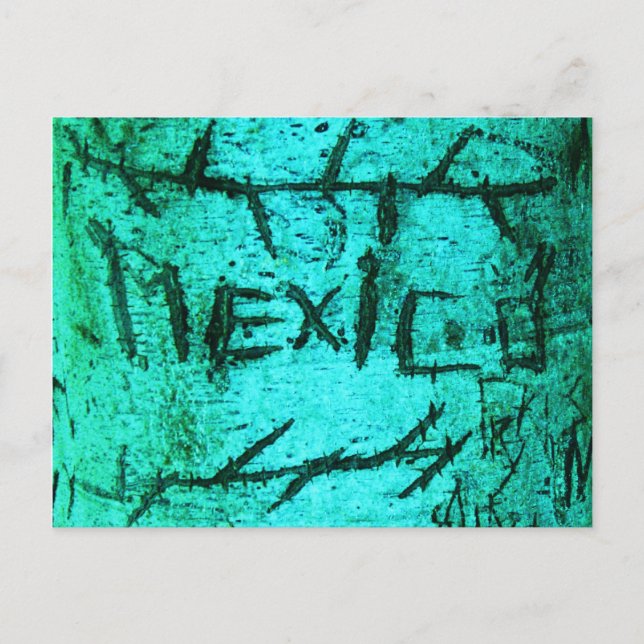 Cartão Postal Turquesa "México" - Grafite de árvore gravada (Frente)