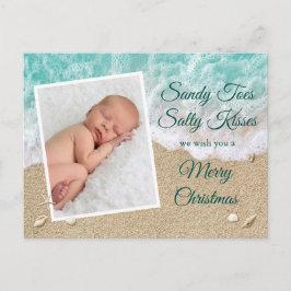 Cartão Postal Turquesa Sandy Toes Salty Kisses Feliz Natal