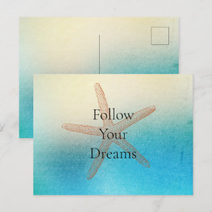 Cartão Postal Turquesa White Aqua Blue Beach Starfish