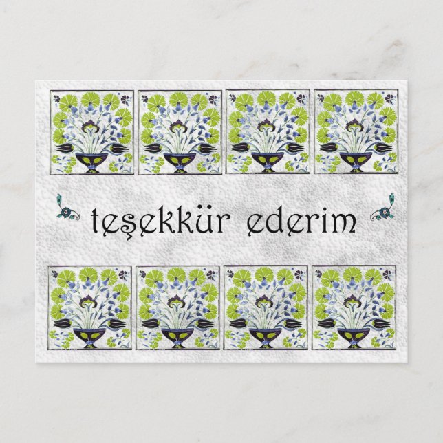 Cartão Postal TURQUIA - Azulejo Verde - Muito Obrigado (Frente)