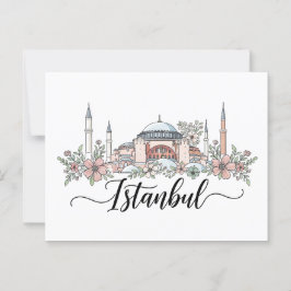 Cartão Postal Turquia Istambul Hagia Sophia Floral