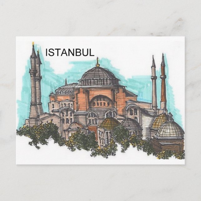 Cartão Postal Turquia Istambul Hagia Sophia (por St.K) (Frente)