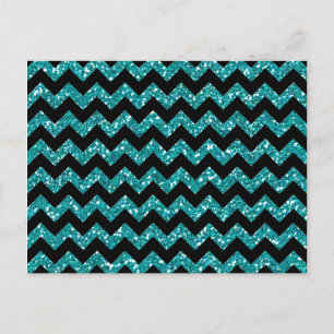 Cartão Postal Turquoise Chevrons Elegance