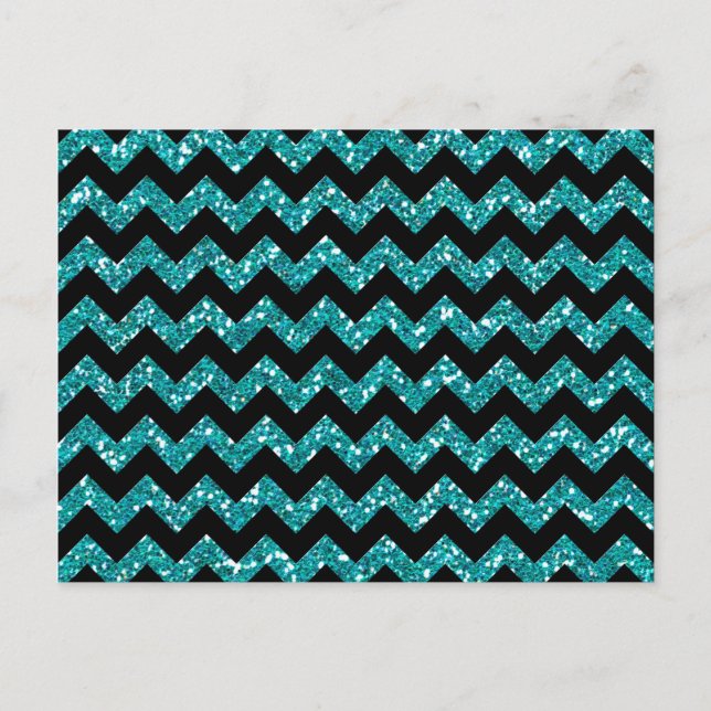 Cartão Postal Turquoise Chevrons Elegance (Frente)