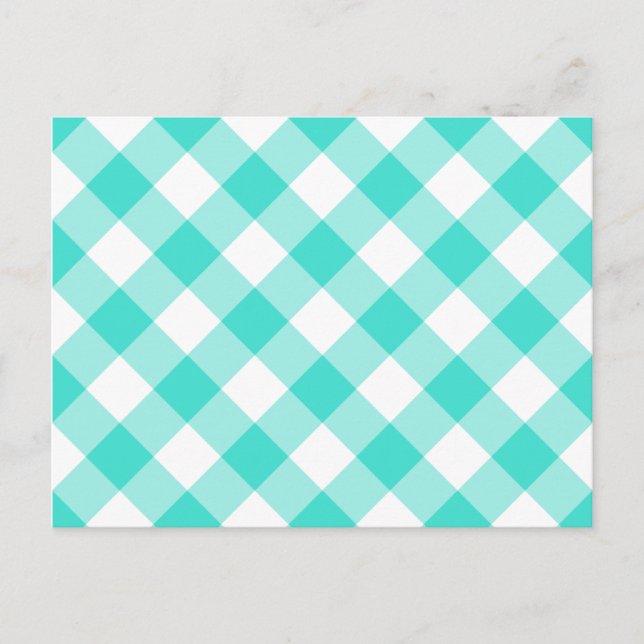 Cartão Postal Turquoise Gingham Pattern (Frente)