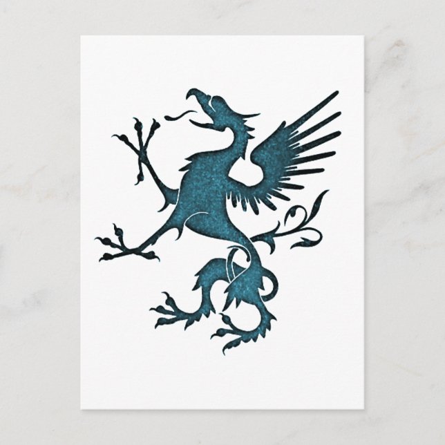 Cartão Postal Turquoise Griffin Medieval Fantasy Eagle Lion (Frente)