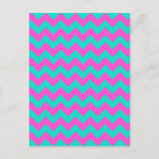 Cartão Postal Turquoise Magenta Chevron