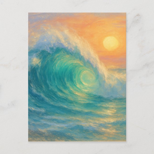 Cartão Postal Turquoise Wave - Pastel Painting Style Art (Frente)