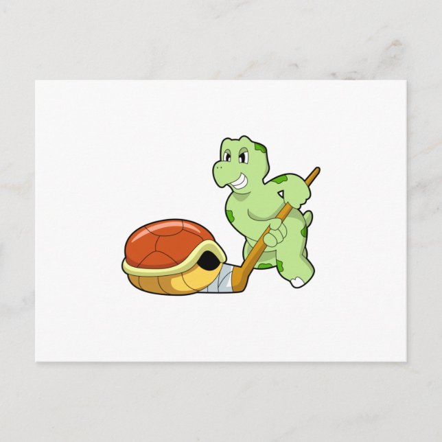 Cartão Postal Turtle Hóquei no gelo taco de hóquei no gelo (Frente)