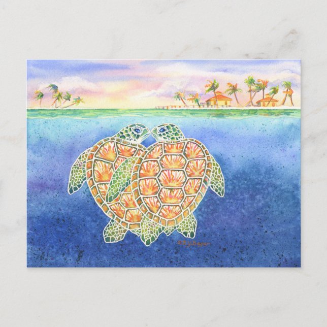 Cartão Postal Turtle Love (Frente)