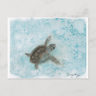Cartão Postal Turtle Watercolor Painting