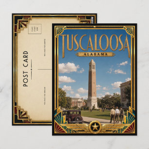 Cartão Postal Tuscaloosa Alabama Arte Deco Vintage Idade Dourada