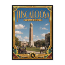 Tuscaloosa Alabama Arte Deco Vintage Idade Dourada
