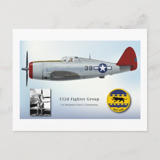Cartão Postal Tuskegee "Red Tail" P-47C Thunderbolt (Frente)