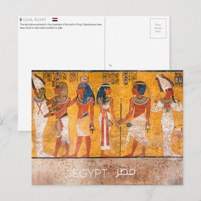 Cartão Postal Tutankhamun, cartão-postal do Egito (Frente/Verso)