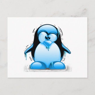 Cartão Postal Tux azul frio tiritando