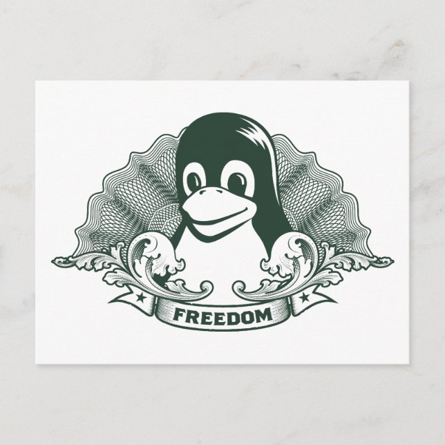 Cartão Postal Tux Penguin - (Linux, Open Source, Copyleft, FSF) (Frente)