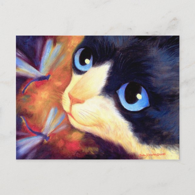 Cartão Postal Tuxedo Cat Art - Multi (Frente)