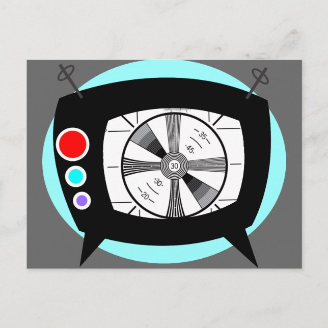 Cartão Postal TV retrô e padrão de teste (Frente)