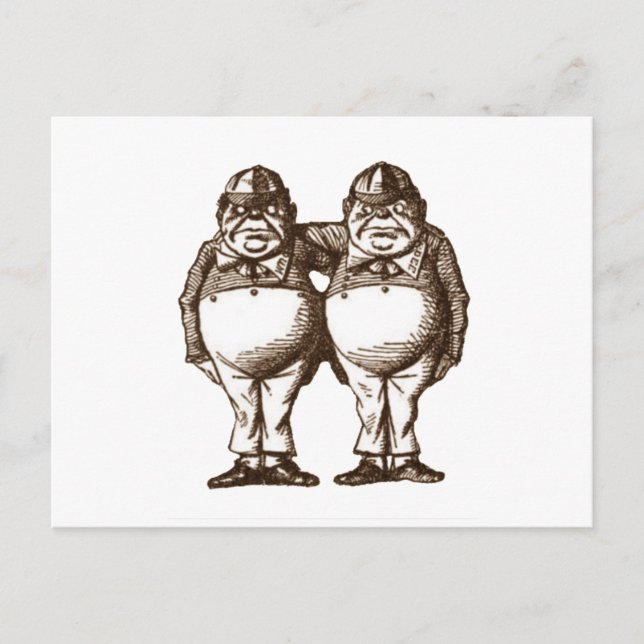 Cartão Postal Tweedle Dee & Tweedle Dum Sepia (Frente)
