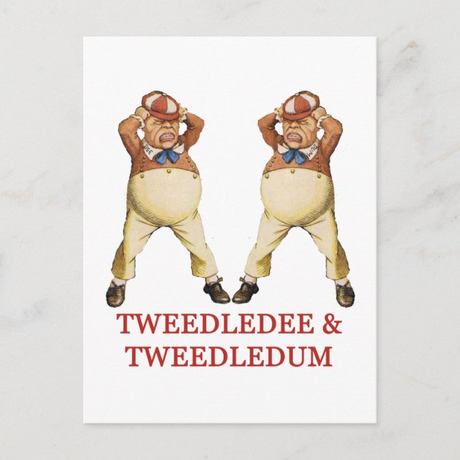 CARTÃO POSTAL TWEEDLEDEE E TWEEDLEDUM EM WONDERLAND (Frente)