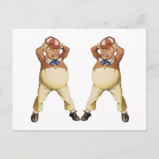CARTÃO POSTAL TWEEDLEDEE E TWEEDLEDUM EM WONDERLAND (Frente)
