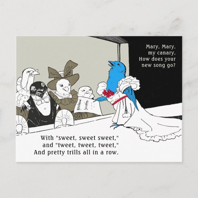 Cartão Postal Tweeting blue bird c.1900 Madre gansos selvagens C (Frente)