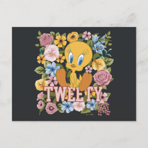 Cartão Postal TWEETY™ Gráfico de Bordado Floral
