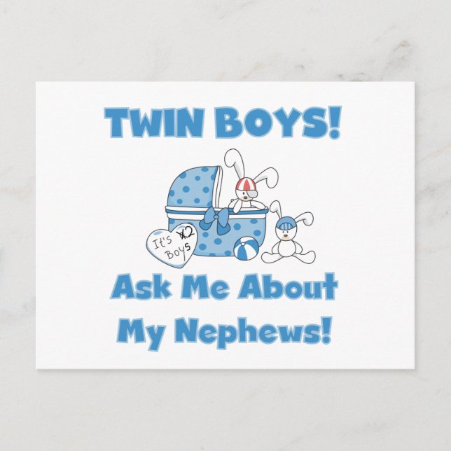 Cartão Postal Twin Boys Perguntam Sobre Meu Sobrinho (Frente)