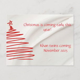 Cartão Postal Twin Christmas Themed Pregnancy Anúncio