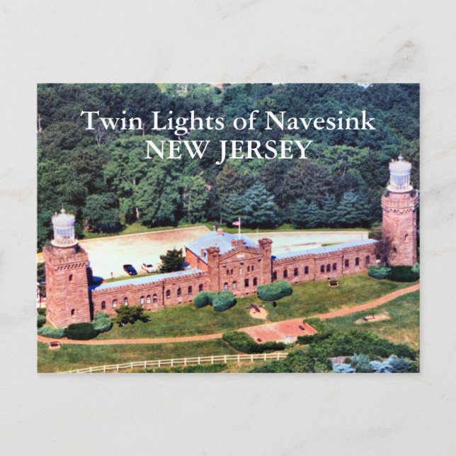 Cartão Postal Twin Lights of Navesink, Cartão-postal de Nova Jer (Frente)