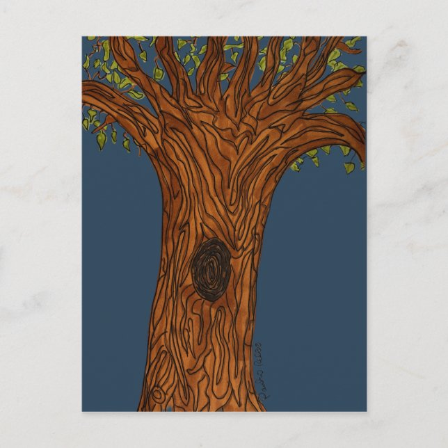 Cartão Postal Twisted Tree with Blue background (Frente)