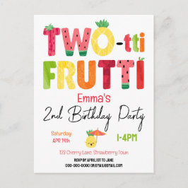 Cartão Postal TWO-tti Frutti Cute 2º Aniversário Fruta Tropical