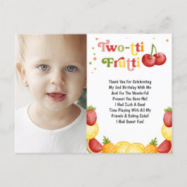 Cartão Postal Twotti Frutti Frutti Segundo Aniversário Obrigado