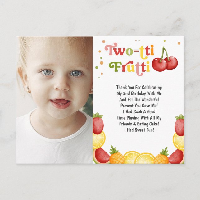 Cartão Postal Twotti Frutti Frutti Segundo Aniversário Obrigado (Frente)