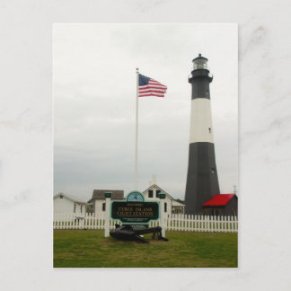 Cartão Postal Tybee Island Lighthouse Georgia American Flag