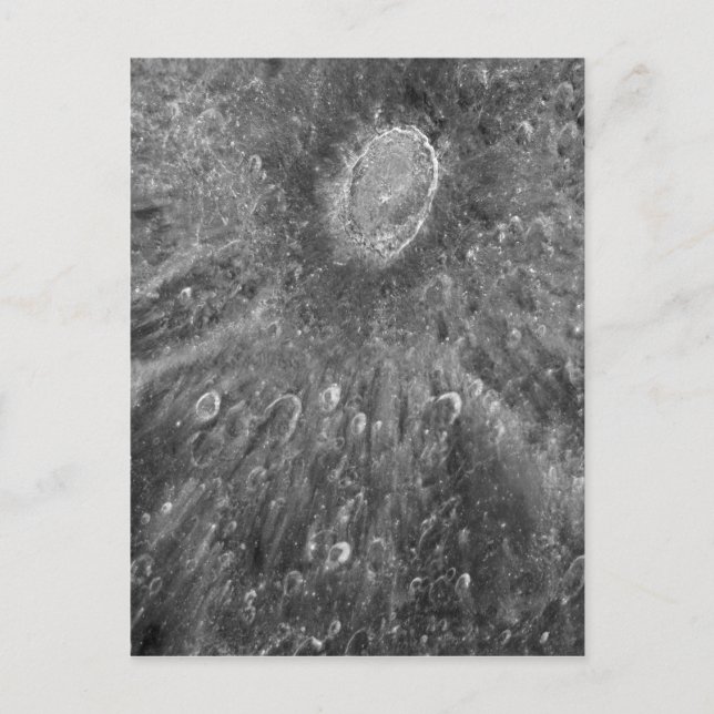 Cartão Postal Tycho da Cratera de Impacto Lunar na Lua da Terra (Frente)