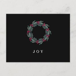 Cartão Postal Typografia Holly Berry Wreath Holiday