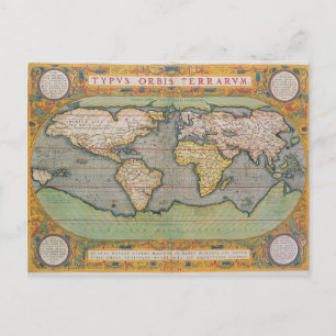 Cartão Postal Typus Orbis Terrarum, mapa do mundo