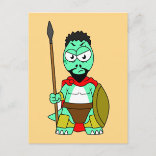 Cartão Postal Tyrannosaurus Rex Vestido Como Leonidas.