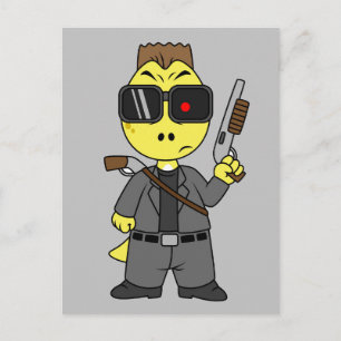 Cartão Postal Tyrannosaurus Rex Vestido Como Terminador.