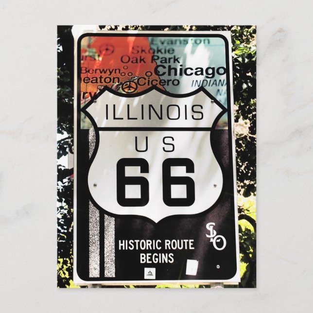 Cartão Postal U.S. ROUTE 66 Illinois (Frente)