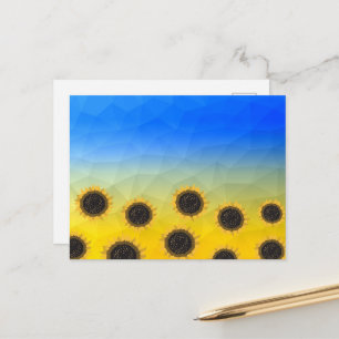 Cartão Postal Ucrânia padrão de malha de geometria azul amarelo 