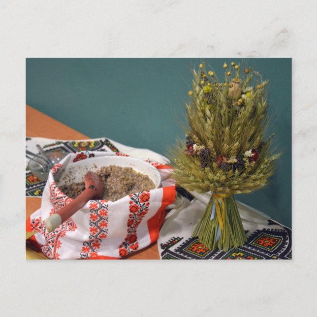 Cartão Postal Ucraniano Kutya e Didukh (Frente)