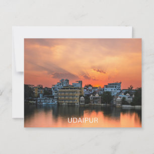 Cartão Postal Udaipur Sunset sobre o lago Pichola